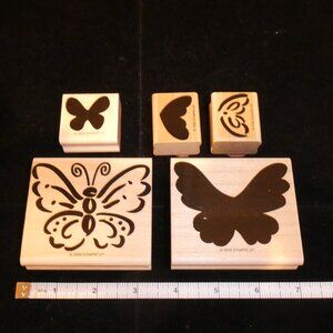 (5) Stampin’ Up! 1999 Butterfly Wood-mounted Rubber Stamp Set